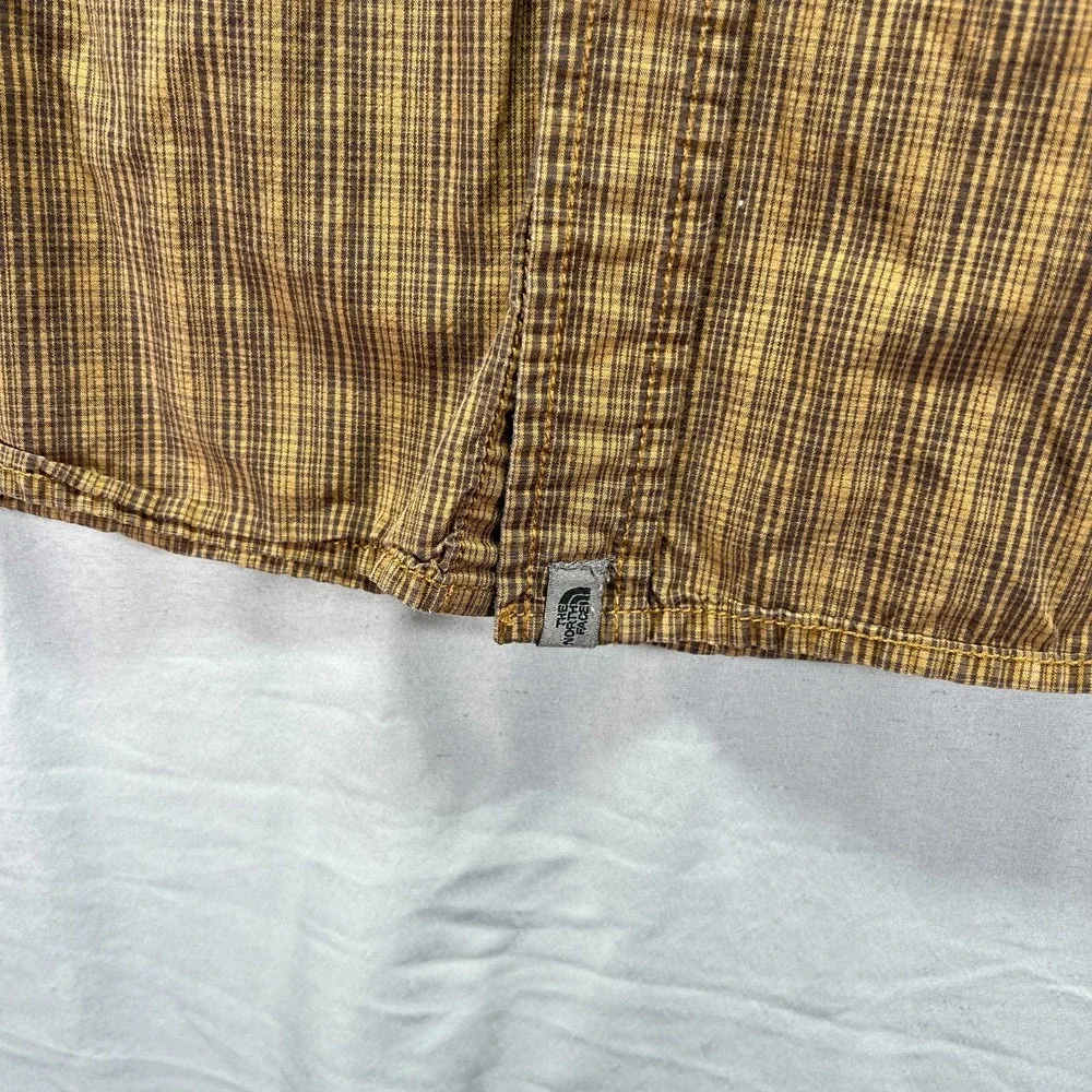 The North Face Shirt Men Large Brown Button Up Long Sleeve Pocket Utility Hiking